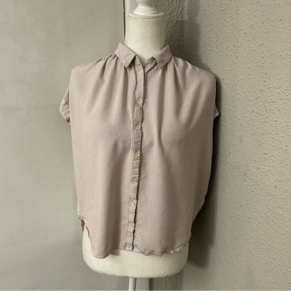 Madewell Central Luis Striped Button Down Top M Oversize Fit Casual Classic Twee